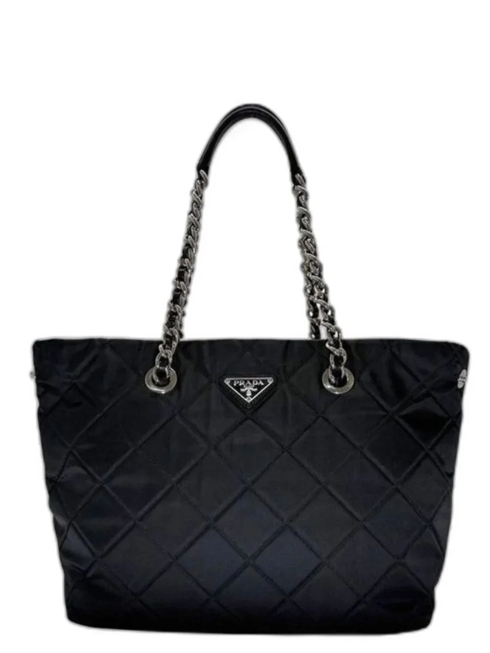 Prada Tote Chainto Black Nero Tessuto - Picture 1 of 10